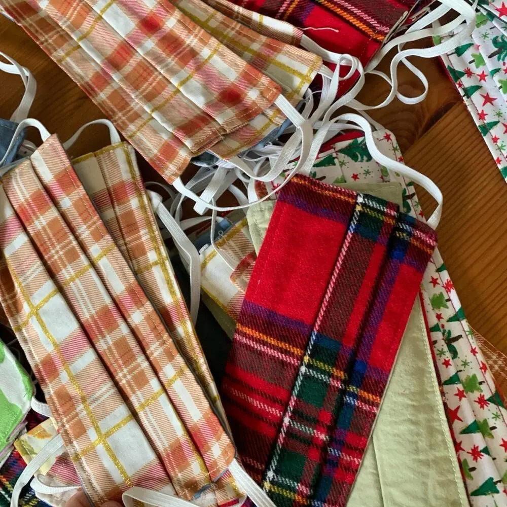 Lot of 40 Handmade Cotton Face Masks Christmas Fall Seasonal Reusable Bulk Set